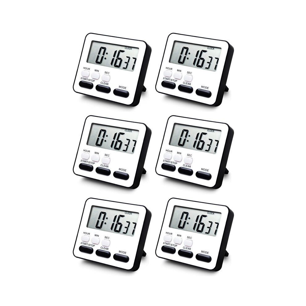 6X Kitchen Timer Count Down Count ,Multifunctional Alarm Clock,Desk Clock,Black 6032294150417
