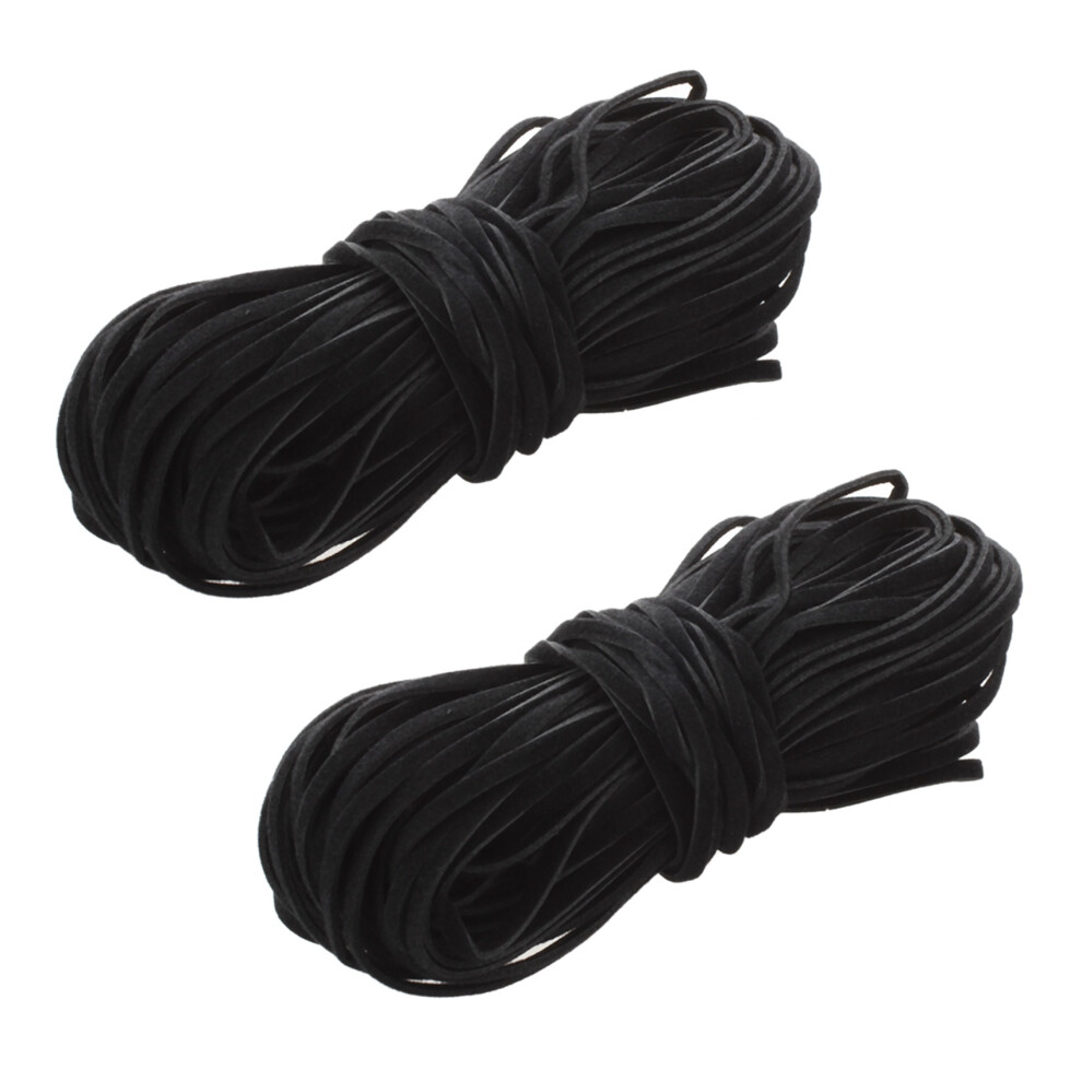 Semoic 2Pcs 18M Suede Leather String Ribbon Cord 2Mm Black Diy Deco