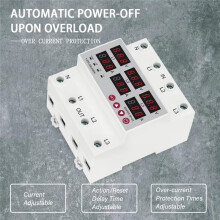 Three Phase Adjustable over and Under Voltage Protector Relay with Current Protection with Automatic Reset Function 63A