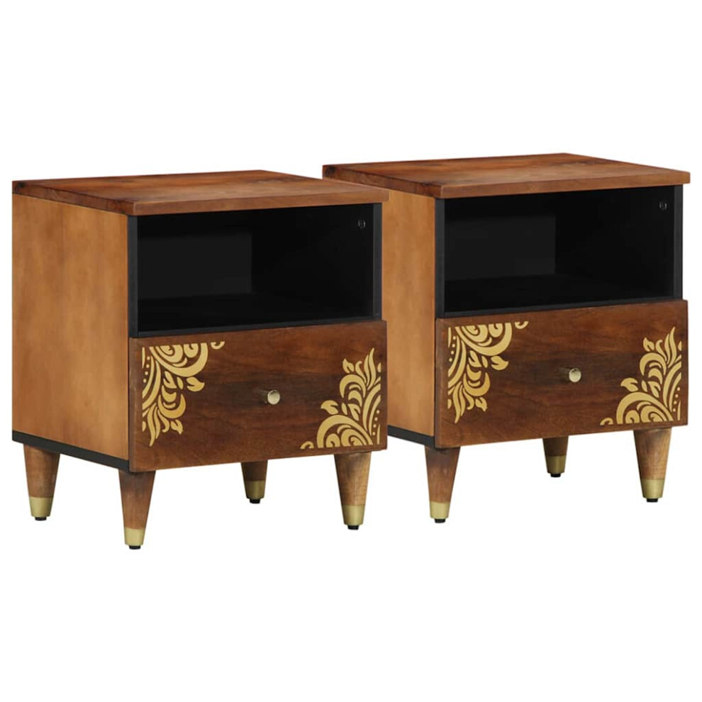 Vidaxl Bedside Cabinet With Drawer 2 Pcs Honey Brown 40 X 33 X 46 Cm