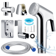 Handheld Bidet Sprayer Kit for Toilet, Stainless Steel Toilet Shower Sprayer with 1.5m Hose & T-Adapter, for Personal Hygiene, Baby Cloth Diaper