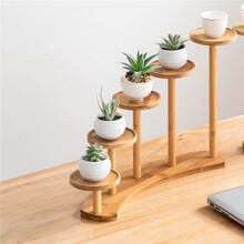 Bamboo Desktop Shelf Desk Multi-Level Organiser Cosmetic Trinket Display Rack for Indoor Potted Plants Jewellery Display