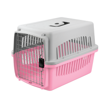 KCT Portable Plastic Pet Travel Carrier for Cats/Dogs/Animals Transport Box - Large Pink