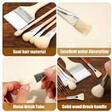 18Pcs Pottery Glaze Brushes, Wood Long Handle Artist Fan Paint Brushes Set for Acrylic Oil Painting Pottery