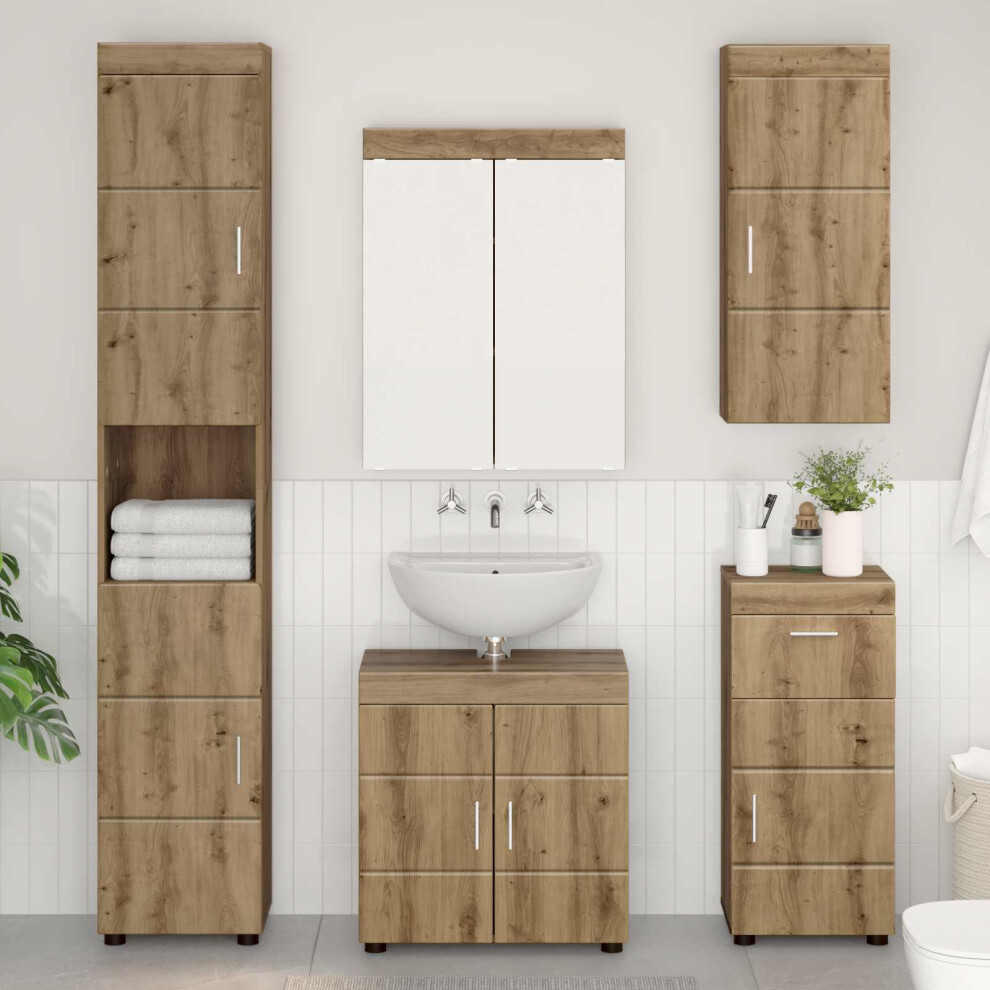 Vidaxl Bathroom Wall Cabinet Tulum Artisan Oak 37 X 24.5 X 86 Cm