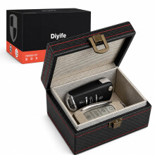 Diyife Car Key Signal Blocker Box, [Gift for Men] Small Faraday Box for Car Keys, Premium Leather Anti-Theft Key Fob Protector RFID Signal Blocking Bo