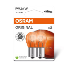 OSRAM ORIGINAL LINE 12V, PY21W, signal lamp, Metal Base, Double Blister, (2 lamp