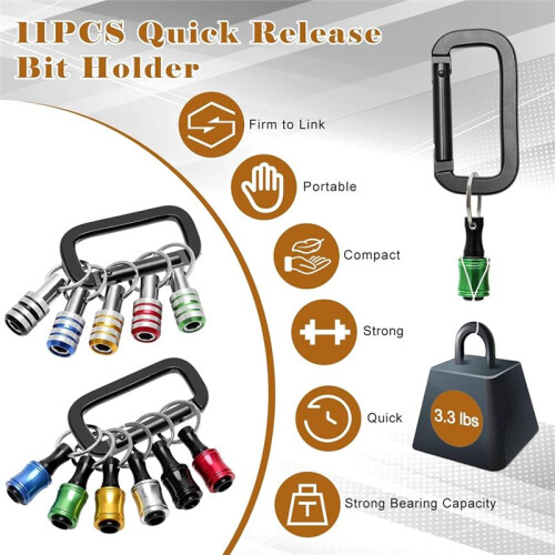 Bit Holder,11P Drill Bit Holder Keychain/3P Impact Drill Sockets Adapter/3P 1/4''Quick Hex Shank/ 105Right Angle Driver 2