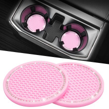 JOYTUTUS Car Cup Holder Coaster, 2.67 inch Universal Car Cup Holder Insert with Crystal Rhinestone, 2 Pcs Anti Slip Cup Holder Coasters for Car, Car