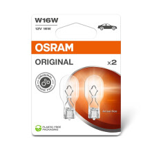 OSRAM ORIGINAL LINE 12V, W16W, Signal lamp, Metal Wedbe Base, Double Blister (2 lamps)