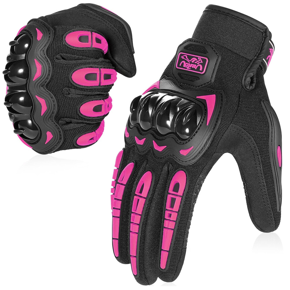 Cofit Motorcycle Gloves For Men And Women, Full Finger Touchscreen Motorbike Gloves For Bmx Atv Mtb Riding, Road Racing, Cycling, Climbing - M Pink 5005599589689