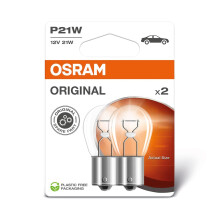 OSRAM ORIGINAL LINE 12V, P21W, signal lamp, Metal Base, Double Blister, (2 lamps)