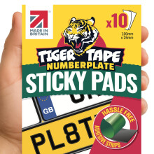 Tiger Tape UK Made Number Plate Sticky Pads. Automotive Grade Heavy