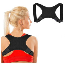 Posture Corrector for Back, Spine, Shoulders & Clavicles, Adjustable Straps, Unisex, Breathable Fabric, Black, One Size