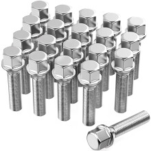 GAsupply 20pcs Extended Tapered Seat Alloy Wheel Bolts for Wheel Spacer | M14x1.5, 40mm Thread, 17mm Hex | Aftermarket Lug Bolts for Most Audi Volksw