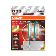 OSRAM XENARC NIGHT BREAKER 220, D3S, +220% more brightness, xenon headlight lamp, 66340XN2-2HB, 2 lamps