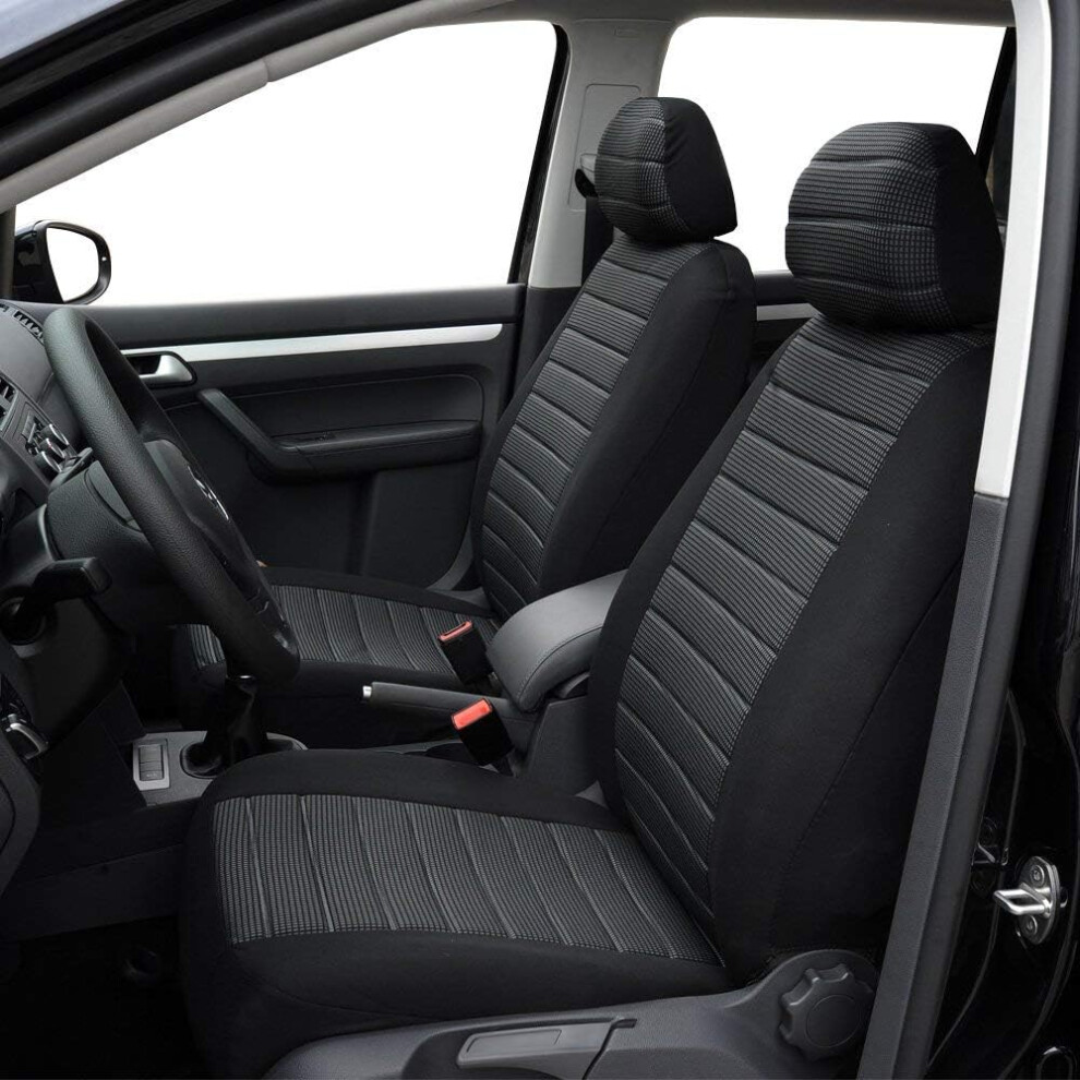Toyoun Front Pair Car Seat Covers - Universal Fit, Jacquard Cloth Auto Seat Covers - Set For Most Sedans, Vans, Suvs, Trucks - Airbag Compatible, Gra 5004693518953