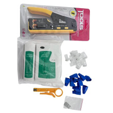 Rj45 Rj12 Rj11 Pass Through Crimp Plier Cat7 Cat6 Cat6A Cat5 Cat5e Stripping Crimping Tool with Ethernet Connectors