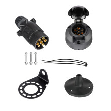 BEIJISTAR 7 Pin Trailer Plug Socket Kit with Rubber Gasket and Metal Mounting Bracket, 12V Waterproof Trailer Plug Socket Connector, for Truck RV Car
