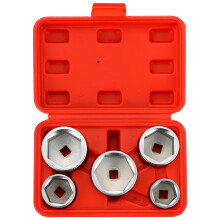 DASBET 5PCS Oil Filter Cap Wrench Socket Set 3/8" Drive Low Profile Oil Filter Socket Set Oil Filter Cap Removal Tool Kit 24mm 27mm, 32mm, 36mm, 38mm