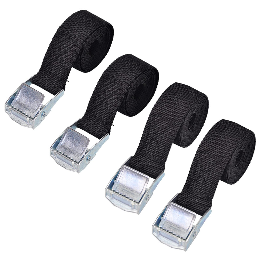 4Pcs Cam Buckle Lashing Straps, 2Cmx1m, 2Cmx1.5m Metal Cam Buckle Tie Down Straps Fastening Straps Ratchet Tensioning Belts Roof Rack Straps For Lugg 5009070543801