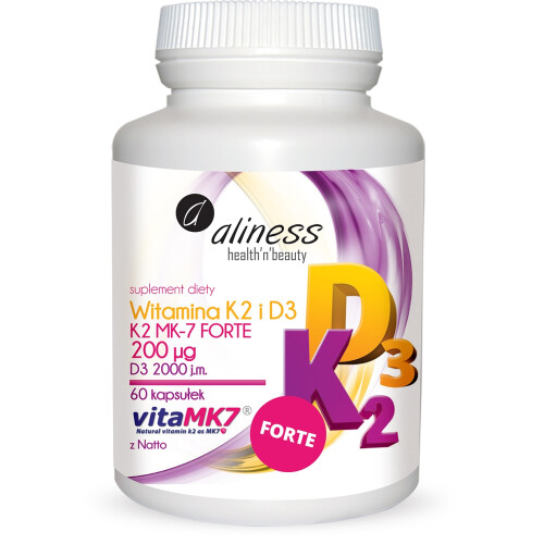 Aliness Witamina K2 + D3 Forte Mk-7 60 kapsułek