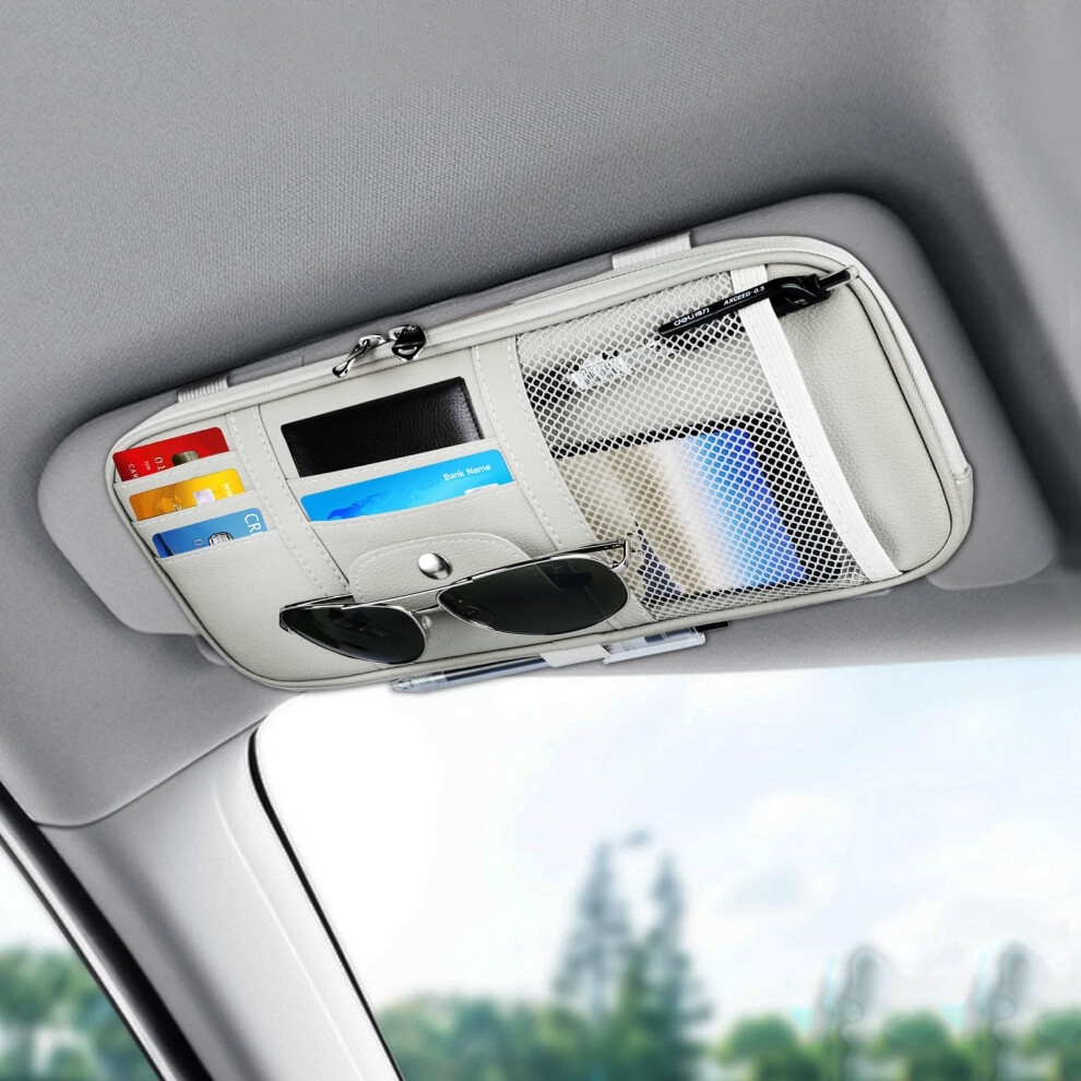 Linkstyle Car Sun Visor Organizer, Auto Interior Leather Storage Pocket Pouch, Car Sunglasses Holder, Bag For Card License Registration Pen 5004595739661