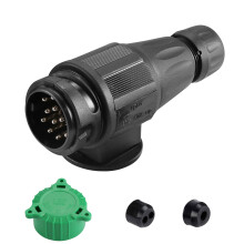 SPARKMOTO 13 Pin Trailer Plug, 12V 13 Pin Trailer Plug Male With Green Parking Protect Cover Waterproof 13Pin MaleTrailer Plug,Towing Plug Trailer Co