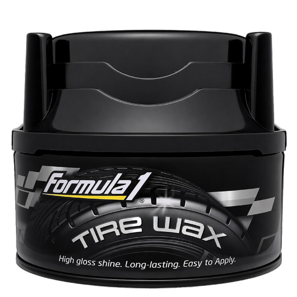 Formula 1 Tire Wax - Long Lasting Tire Gel For Glossy Tires, Water Resistant, Restores Plastic Trim, Foam Applicator Included, 10Oz Black 5004309067820