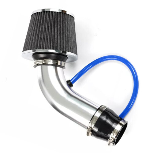 76mm Universal Car Cold Air Intake Filter Induction Kit(Silver）