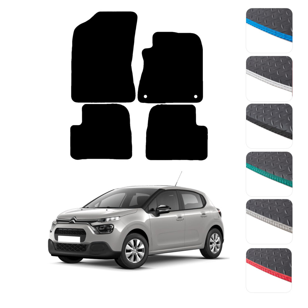 Gcm - Car Floor Mats For Citroen C3 2017 To 2024 Full Coverage Floor Protection - Anti Slip & Fit Rubber Car Mats With Clips Easy To Clean For All-We 5006071558469
