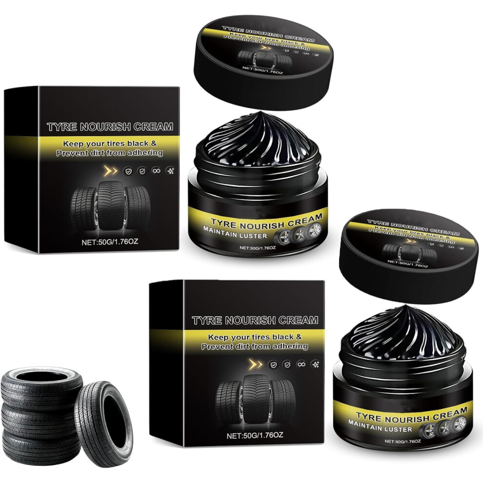 Yftdeltff Tyre Nourish 2-Pack Car Tire & Plastic Trim Renewal Paste, Tire Nourish Wax Restores Gloss, Powerful Wheel Cleaning Ref Cream/Black 5003357195875