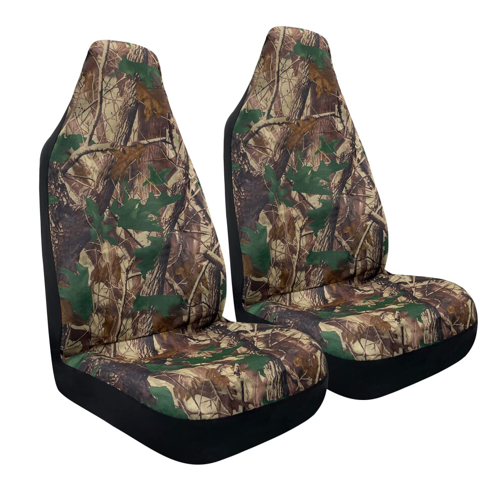 Toyoun Camo Universal Front Car Seat Covers Waterproof Highback Bucket Design -Fit Most Cars, Trucks, Suvs, Vans 2 Pcs Auto Fabric Covers Camouflage 5006977656771