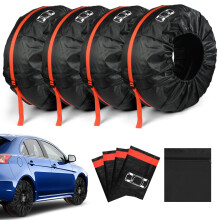 Adiwo Car Spare Tire Covers 4 Pack, 19-23 IN Tyre Bag Set, Diameter 80cm Wheel Protection Cover, Tyre Bags with Handle, Waterproof Dustproof Auto Spar