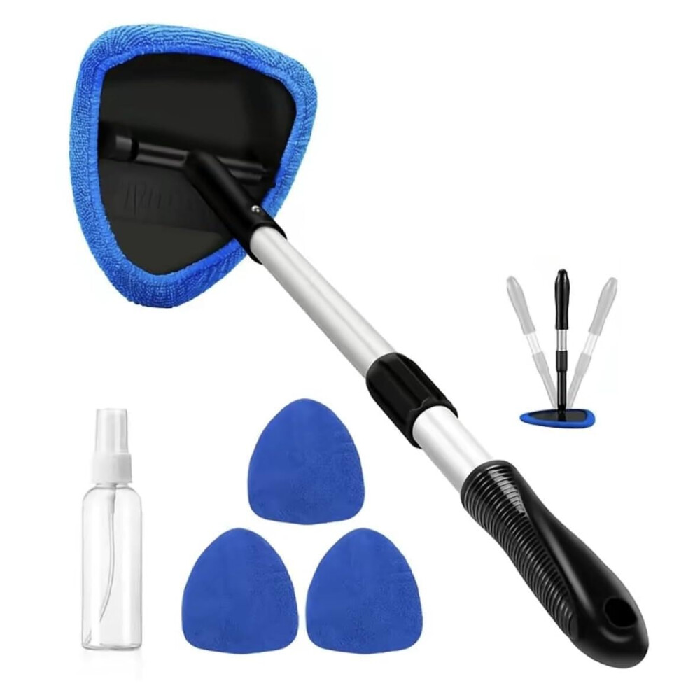 Car Windscreen Cleaner Tool, Telescopic Handle Car Cleaning Kit With 4 Reusable Microfiber Pads, Auto Windshield Cleaner For Interior Exterior Glass 5003614633713