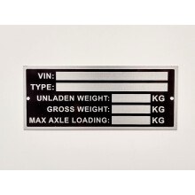 Trailer Caravan Vehicle Blank VIN & Weight Chassis Plate 120mm x 45mm Identification Number