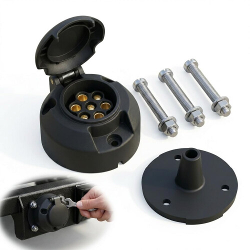 7Pin Trailer Socket with Rubber Gasket 12V Trailer Female Socket Connector