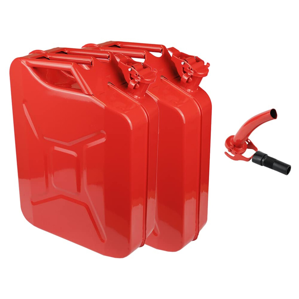 2 X Fuel Can 20L Jerry Army Metal Diesel Gasoline Petrol Oil Plus Spout Red 5003003790850