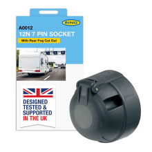 RING 12N 7 Pin Plastic Socket With Rear Fog Cut Out - Connects Trailer Road Lights to Towing Vehicle