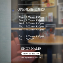 Opening Hours Personalised Times Customised Window Shop Sign Vinyl Decal Sticker Decal
