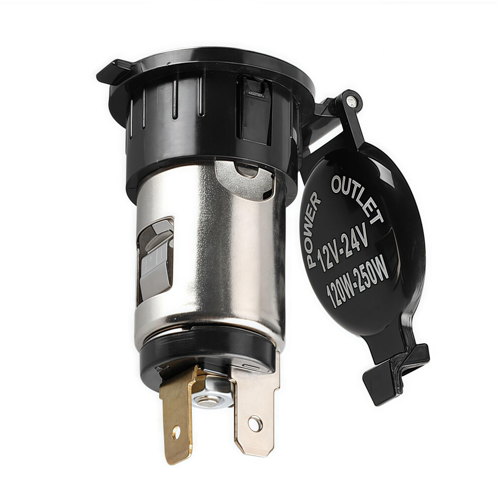 12V-24V 120W Cigarette Lighter Female Socket, Car Cigarette Lighter With Dustproof Cover, Waterproof Dc Power Outlet For Car Motorcycle Tractor Truck 5008855806063