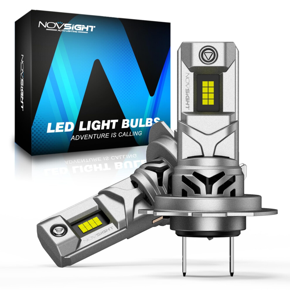Novsight H7 Led Headlight Bulb - 70W 16000Lm 6500K Headlight Bulb Canbus Error Free, 600% Brighter Conversion Kit 1:1 Size, Plug And Play Ip68 White 5006251600193