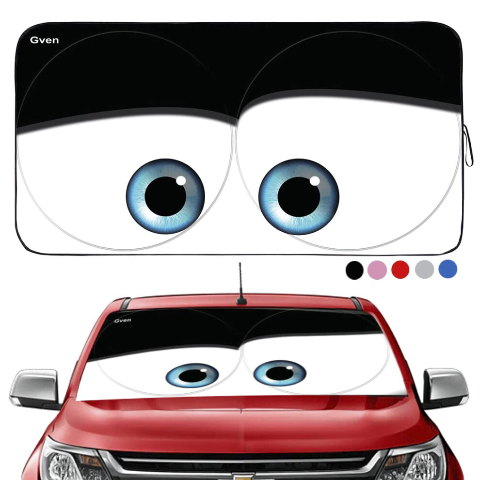 Gven Windshield Shade, Car Sun Shade For Front Windshield Funny Car Eyes Sunshades Sun Visor Protector Blocks Uv Rays Foldable 210T Keep Your Vehicle 5002042976461