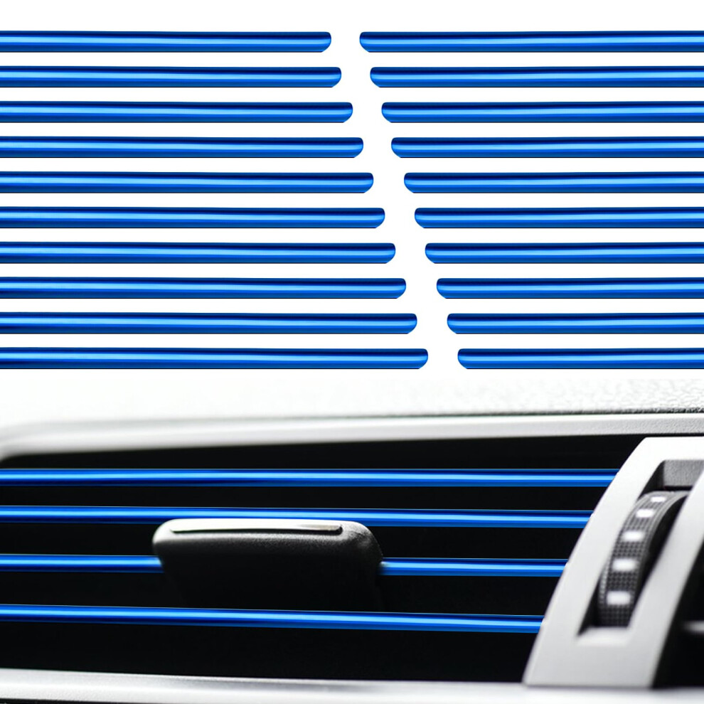 20Pcs Car Vent Outlet Trim,Chrome Pvc Car Air Conditioner Vent Outlet Trim Decoration Strips Interior Moulding Universal Air Conditioner Outlet Blue 5006440772397