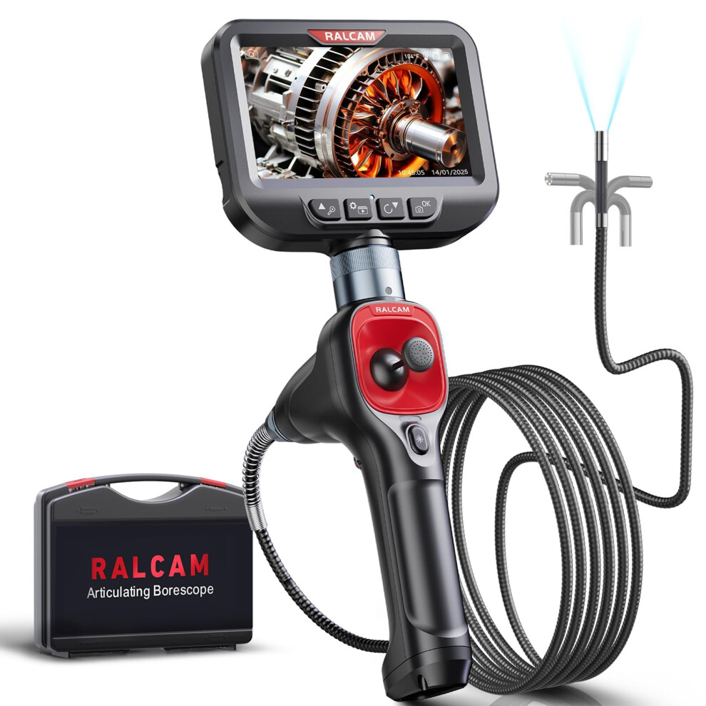 Ralcam 360 Articulating Borescope, Joystick 4 Ways Industrial Endoscope Camera With Semi-Rigid Snake Inspection Camera For Engine (6.2Mm Lens Light 5008790650646