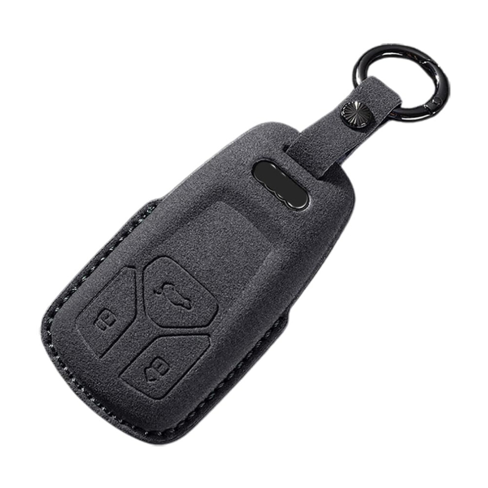 Ontto Suede Car Key Fob Cover Fit For Audi A4 B9 A5 A6 8S 8W Q5 Q7 4M S4 S5 S7 Tt Tts Tfsi Rs Leather Smart Key Case Keyless Entry Keyring Shell Key 5000511601449