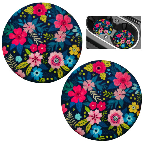 2PCS Flower Silicone Car Cup Coasters Non-Slip Absorbent