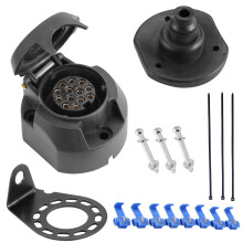 SPARKMOTO 13 Pin Trailer Socket,12V 13Pin Trailer Female Socket With Mounting Bracket Rubber Gasket Kit,Towbar Towing Socket Waterproof Trailer Conne