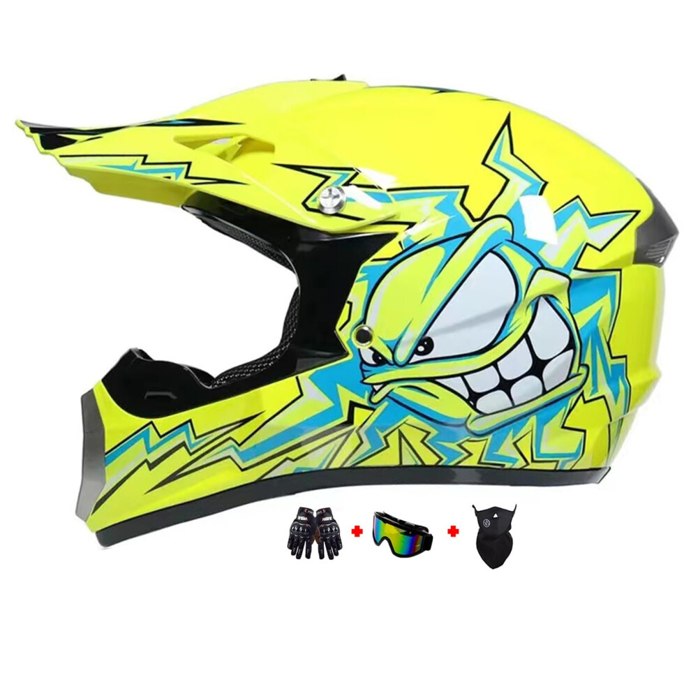 Youth Kids Motocross Offroad Street Dirt Bike Helmet, Full-Face Motorcycle Crash Helmet, Mtb Bmx Downhill Quad Bike Enduro Racing Dirt Bike Atv Helme 5008766063616
