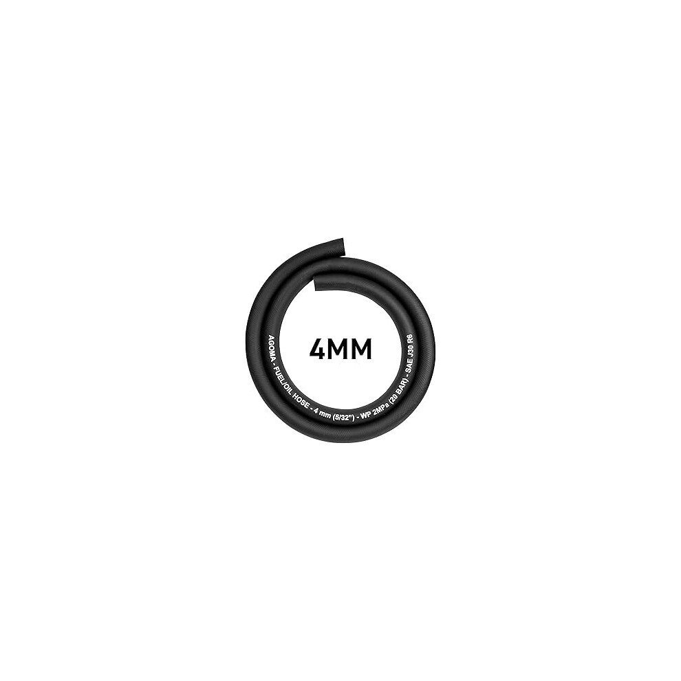 4Mm X 4Meter Fuel Hose - Reinforced Rubber Hose For Fuel, Diesel, Petrol, Water - Oil-Resistant Flexible Pipe For Engine Fuels, Industrial Use 5007341127705